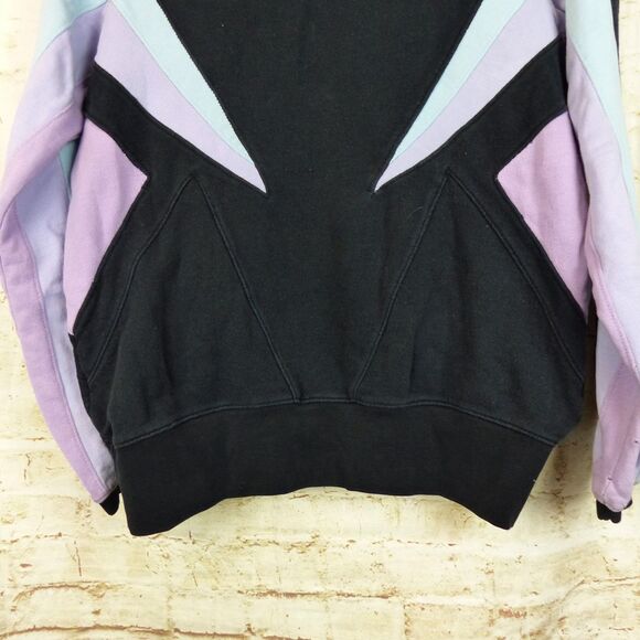 Hypland Sweatshirt Mens S Black Pastel Color Block Panels Pockets Crewneck 90s - Picture 11 of 15